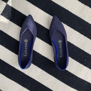 Navy Rothys Pointed Toe Flats